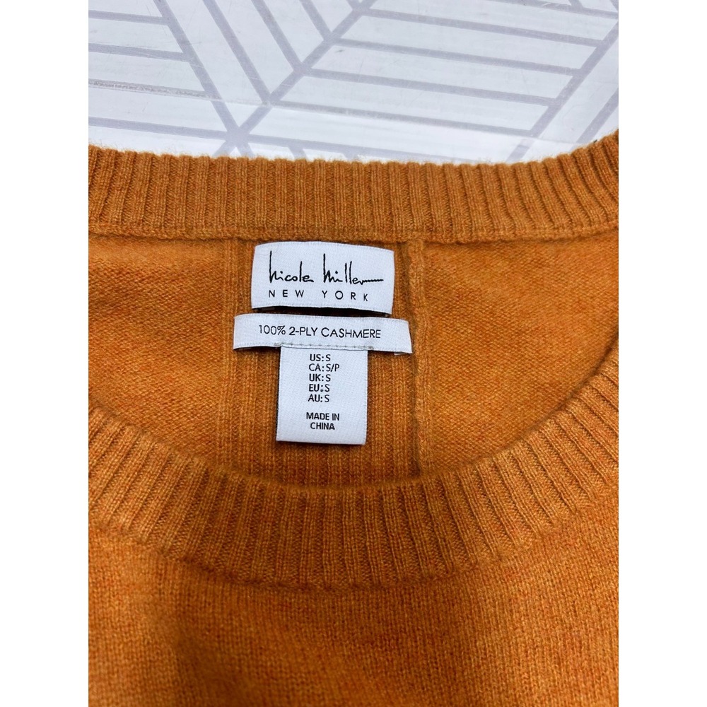 Nicole Miller Women's size S 2 Ply 100% Cashmere Sweater Rust Orange Fall b4 - Picture 3 of 9